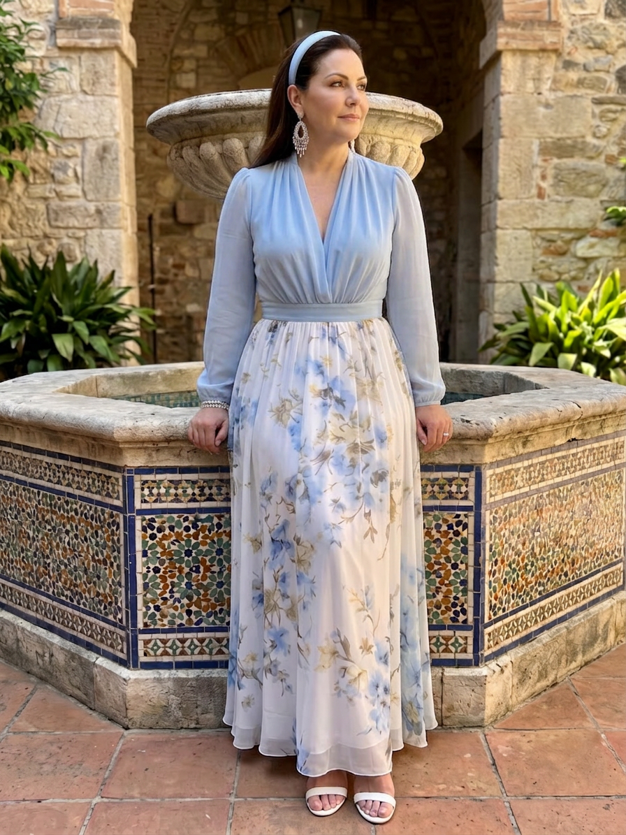Nia | Robe Maxi Florale à Décolleté en V Transparent
