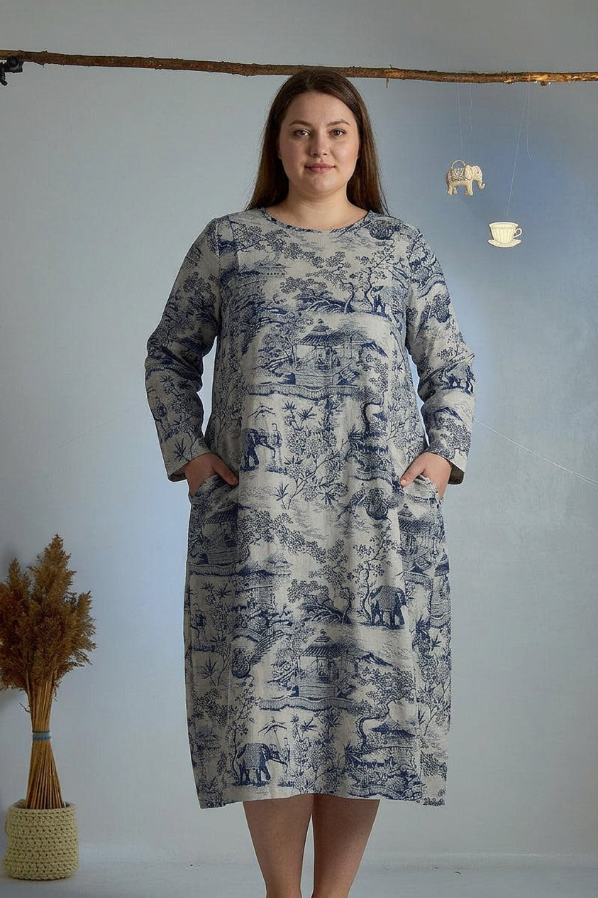 Odette - Robe Imprimée en Porcelaine