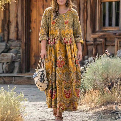 Cecily | Robe décontractée à manches longues inspirée du vintage