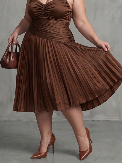 Vita | Robe Midi à Taille Plissée à Rayures