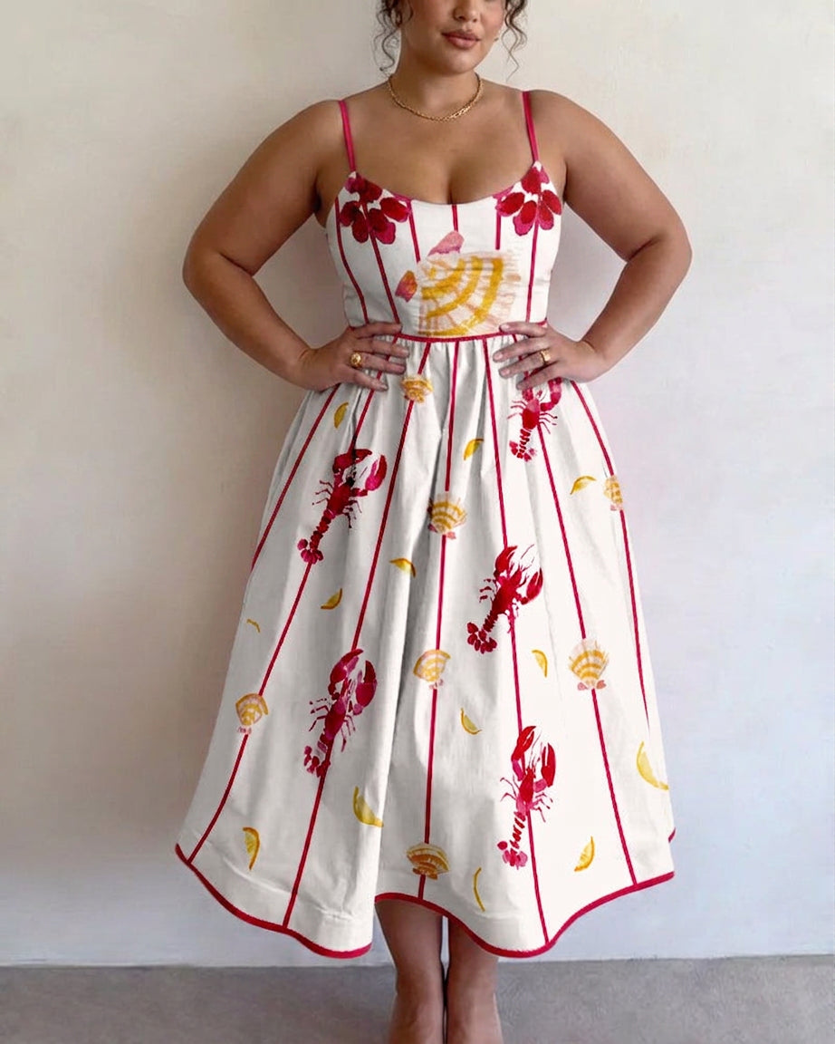 Rosa | Robe Midi Charme Côtier