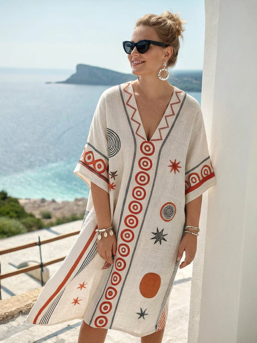Mika | Robe Mini Brodée Géométrique Côtière