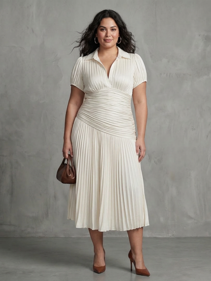 Vita | Robe Midi à Taille Plissée à Rayures