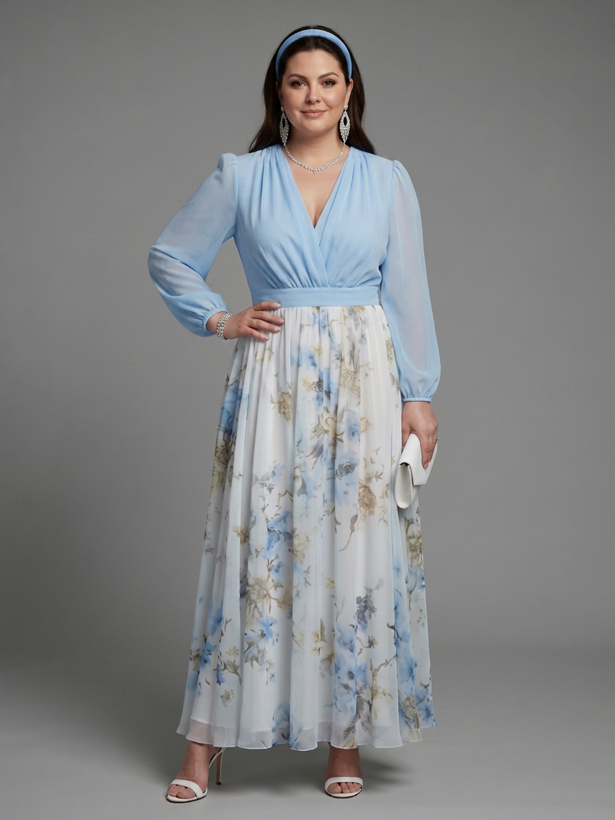 Nia | Robe Maxi Florale à Décolleté en V Transparent