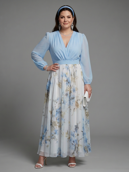 Nia | Robe Maxi Florale à Décolleté en V Transparent
