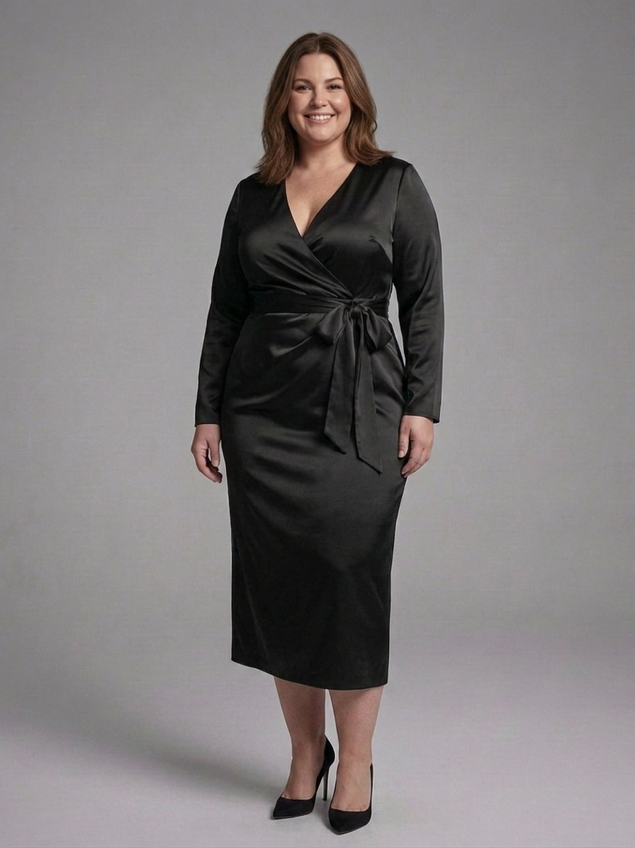 Wilhelmina | Robe Midi à Manches Longues et Fermeture Latérale