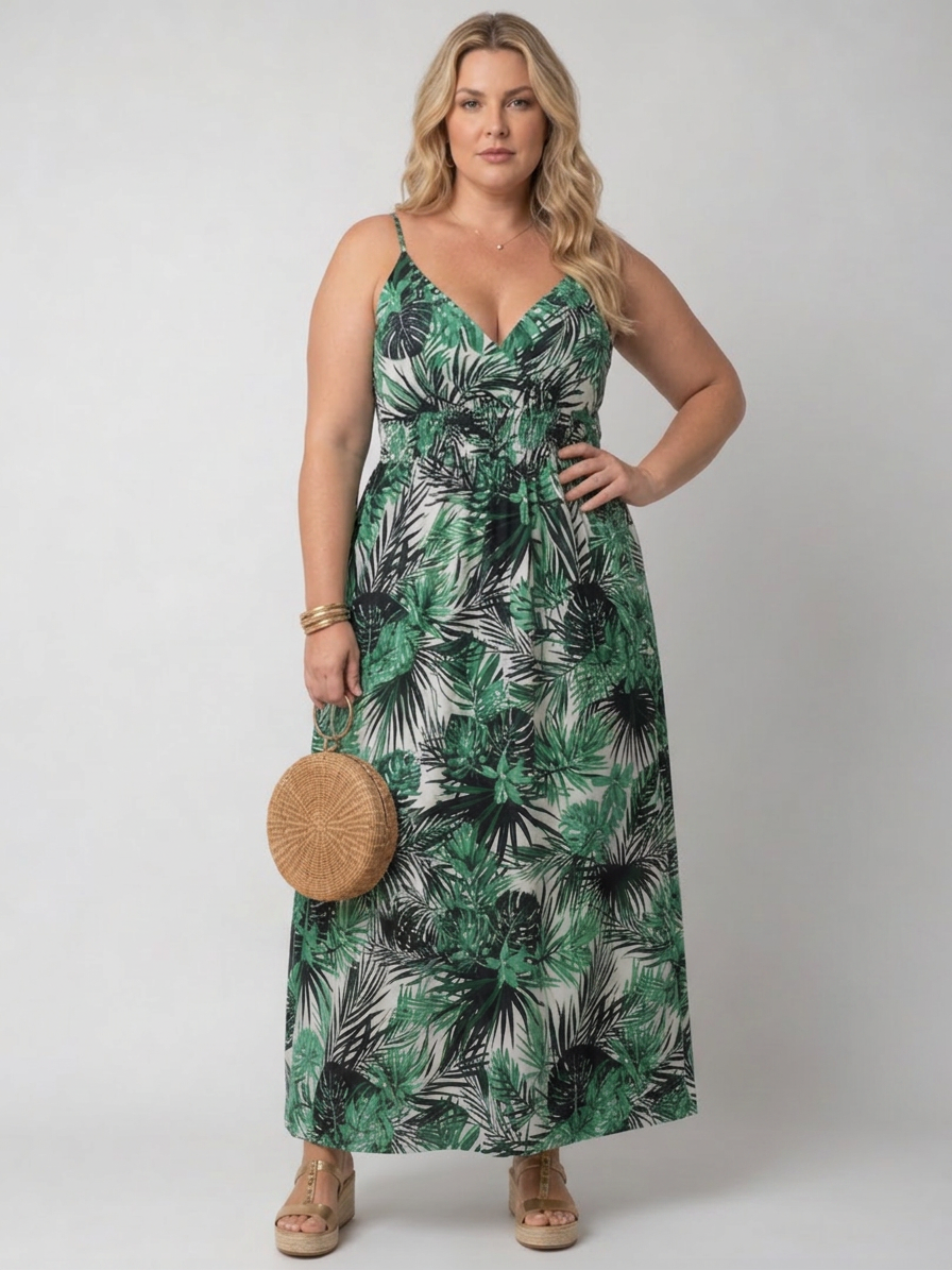 Odette | Robe midi sans manches à imprimé floral