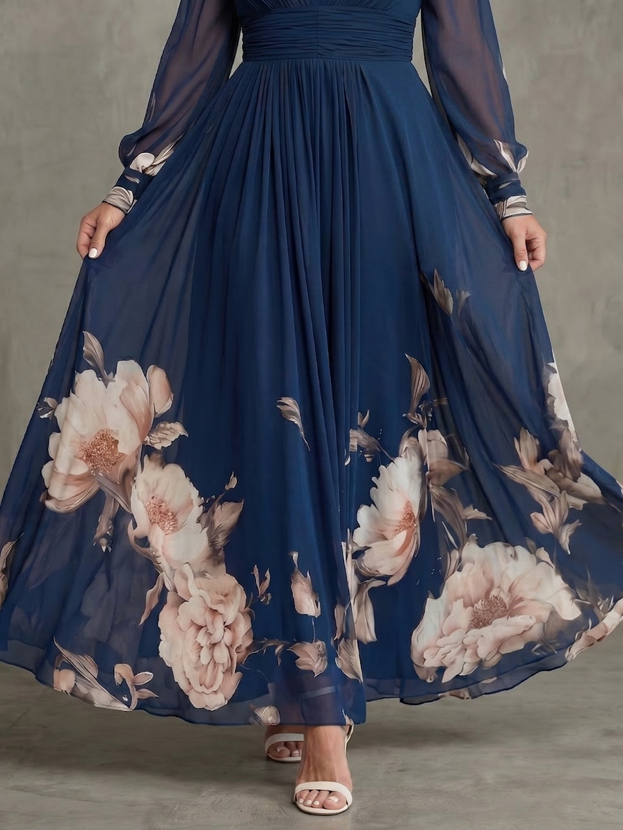Etta | Robe Maxi à Manches Transparentes Plissées