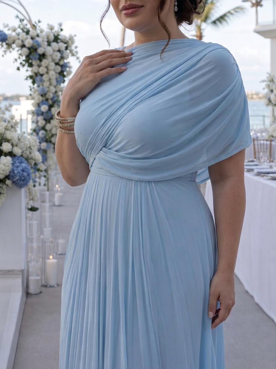 Etta | Robe Maxi à Épaule Dénudée et Corsage Drapé