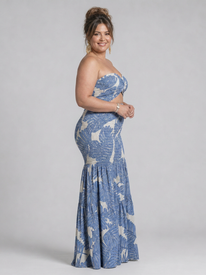 Edith | Ensemble de Robe Maxi Imprimée Sans Manches