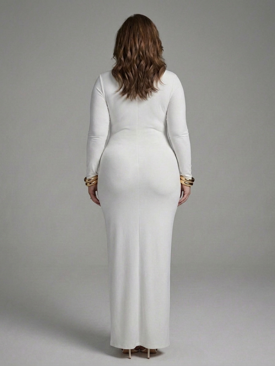 Belen | Robe Maxi avec Col Haut et Manches Longues