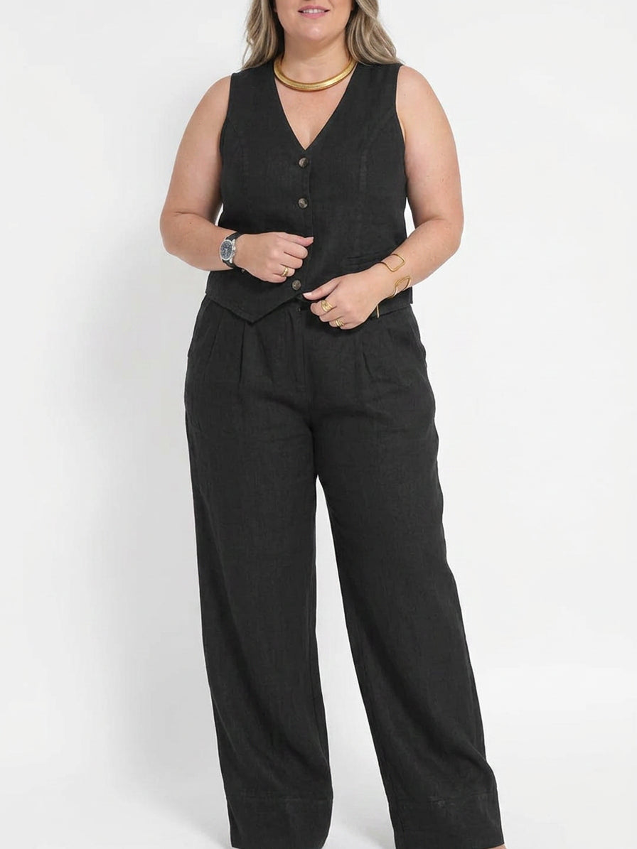 Seraphina – Ensemble Coordonné Élégant Deux Pièces Avec Gilet & Pantalon Large