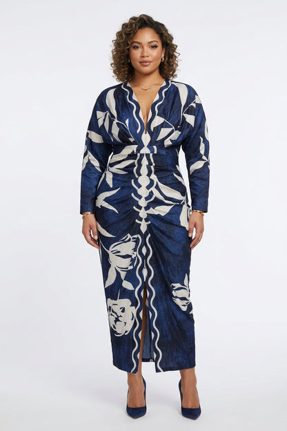 Signy | Robe Midi Dolman Imprimé Unique Évasion Solaire