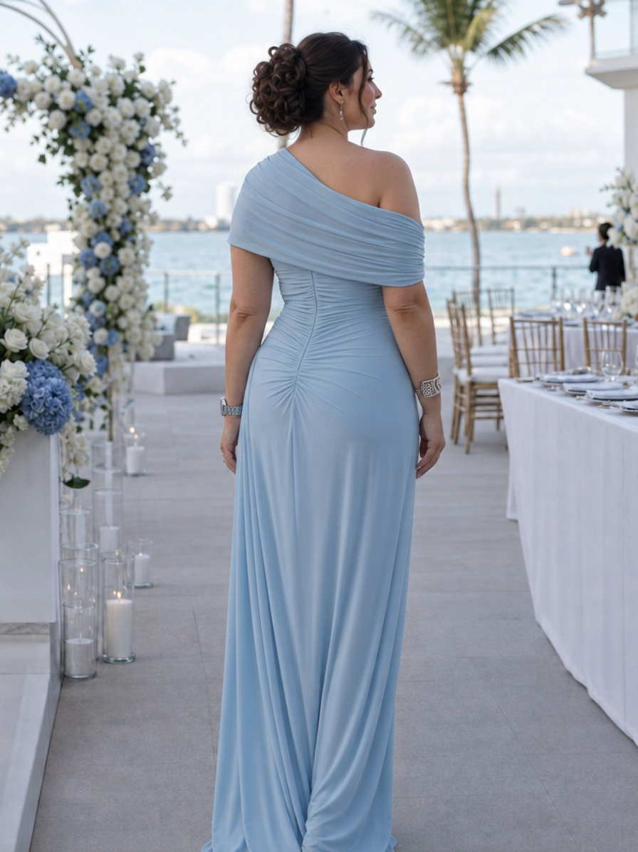 Etta | Robe Maxi à Épaule Dénudée et Corsage Drapé