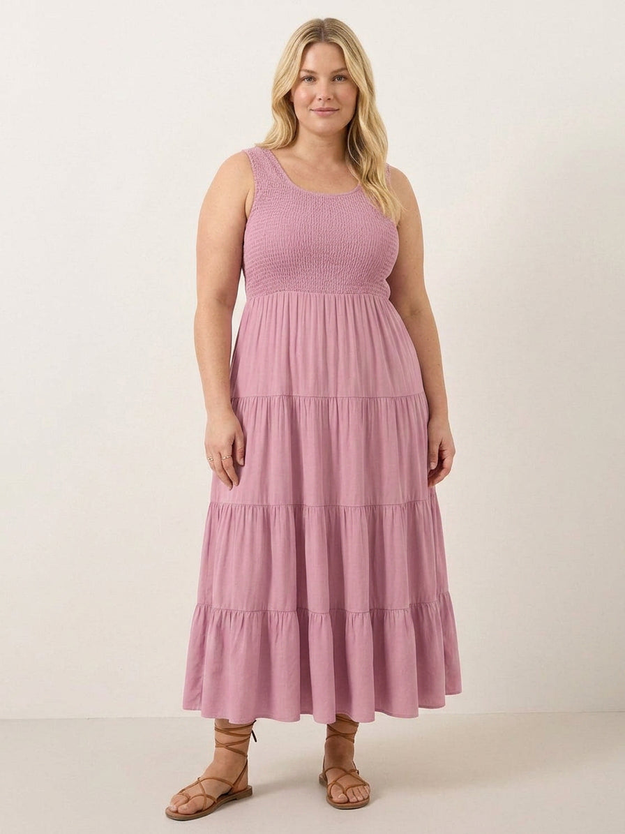 Cassia - Robe Maxi Sans Manches Froncée