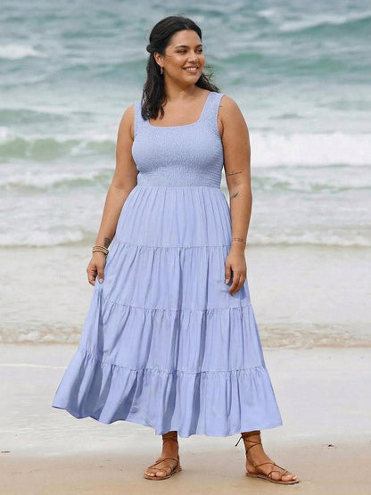 Cassia - Robe Maxi Sans Manches Froncée