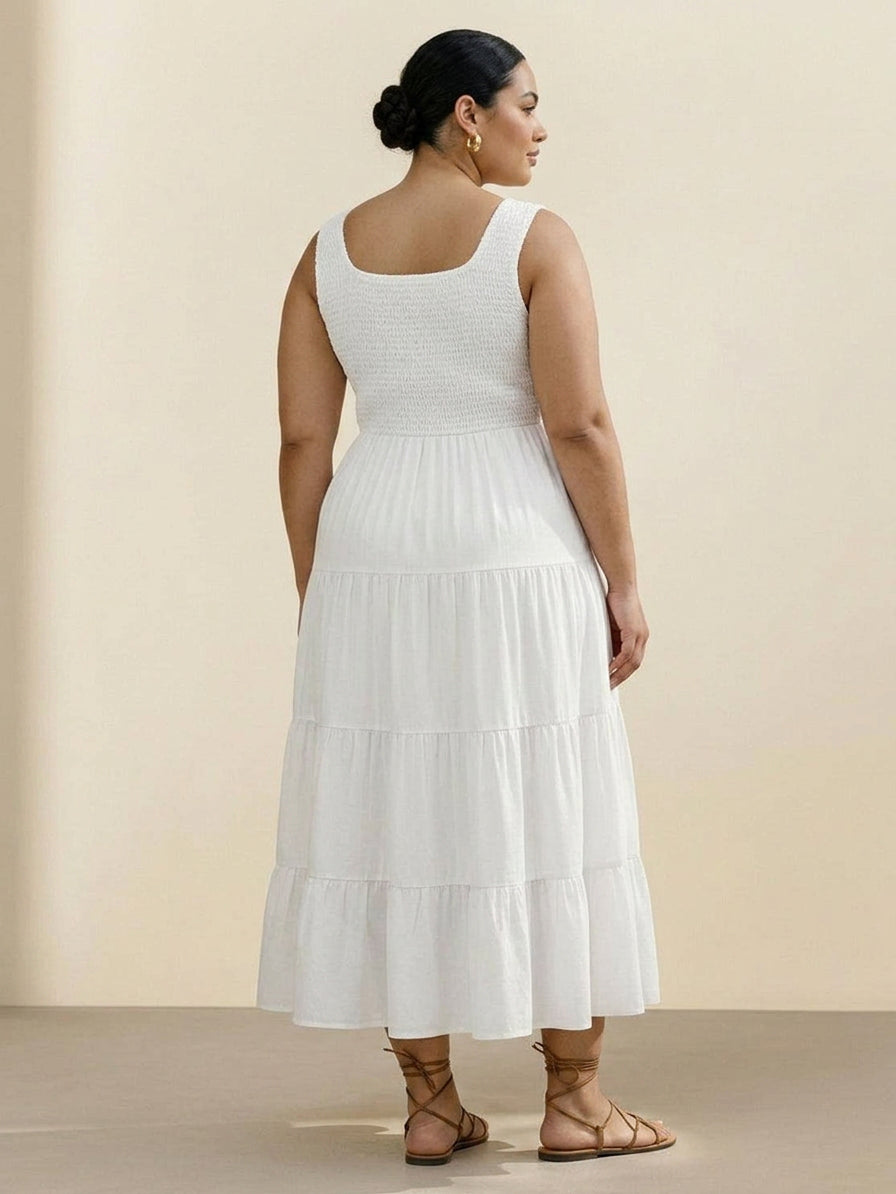 Cassia - Robe Maxi Sans Manches Froncée