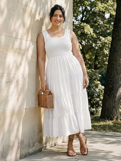 Cassia - Robe Maxi Sans Manches Froncée