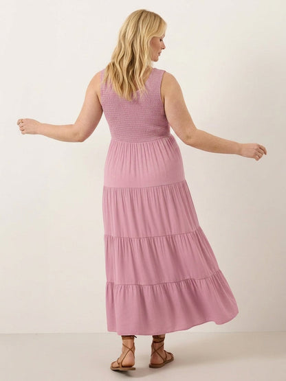 Cassia - Robe Maxi Sans Manches Froncée