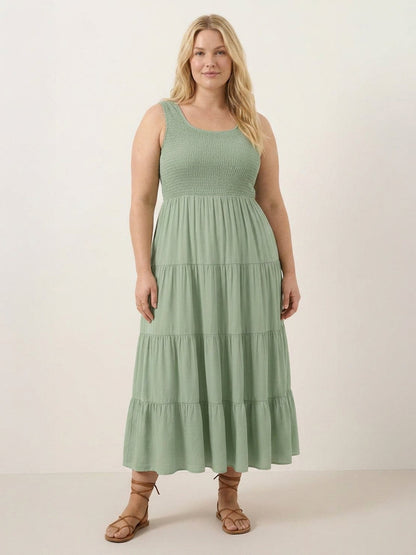 Cassia - Robe Maxi Sans Manches Froncée