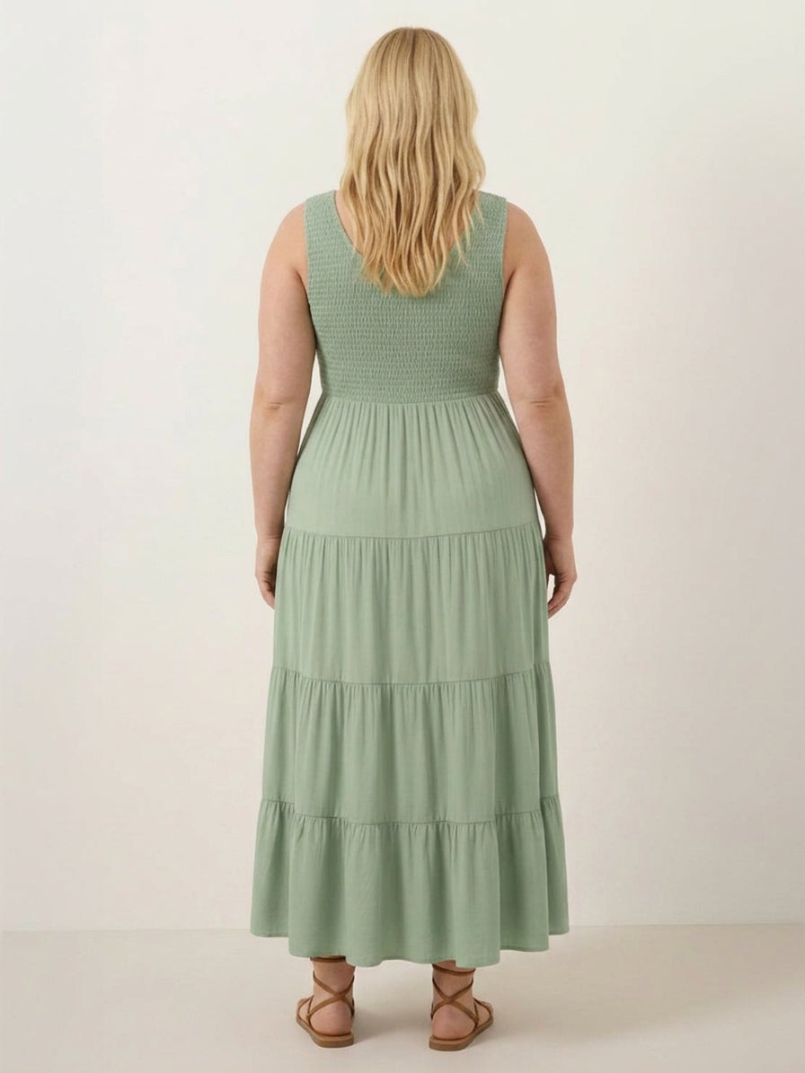 Cassia - Robe Maxi Sans Manches Froncée