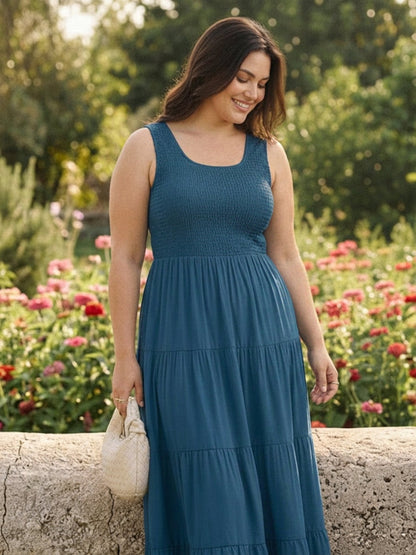 Cassia - Robe Maxi Sans Manches Froncée