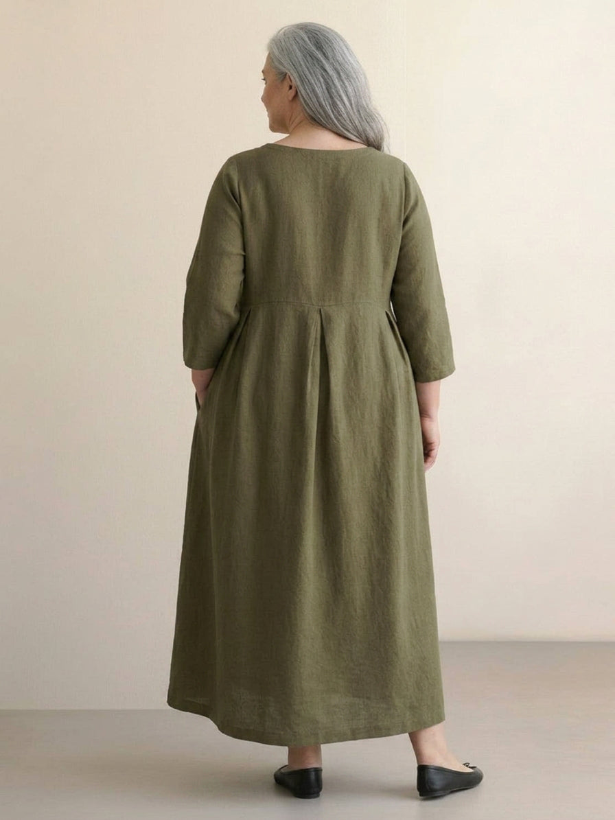 Iona - Robe Taille Empire en Coton-Lin