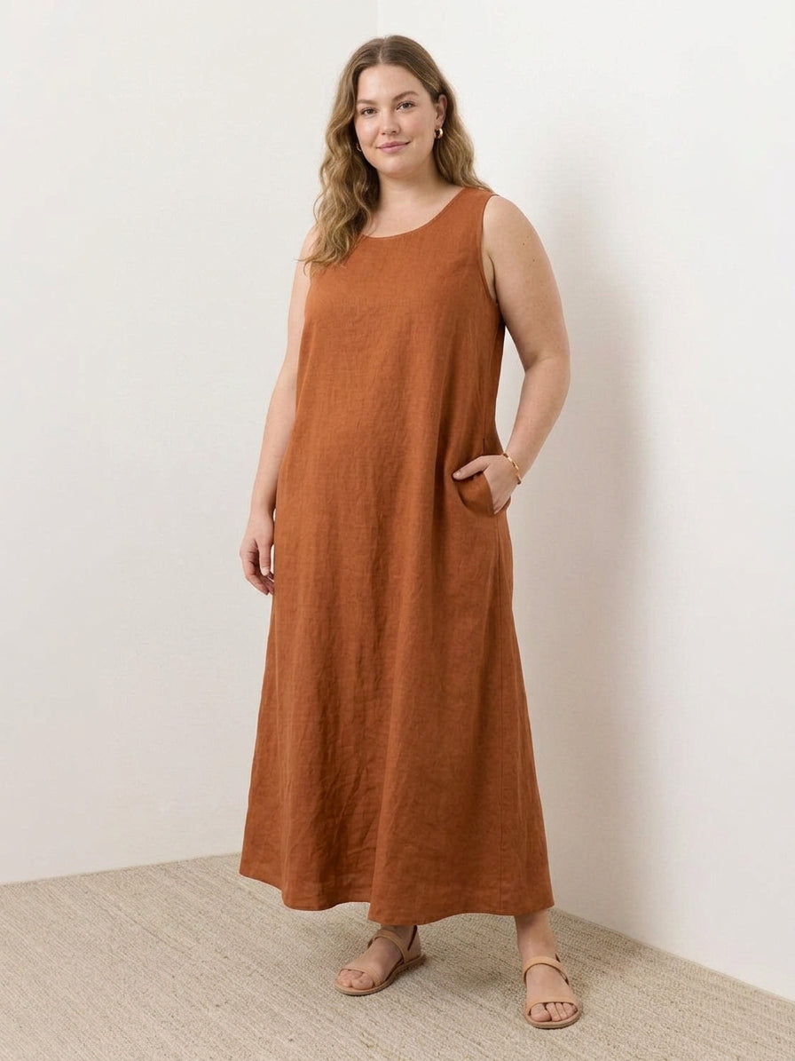 Marlow - Robe sans manches en coton et lin