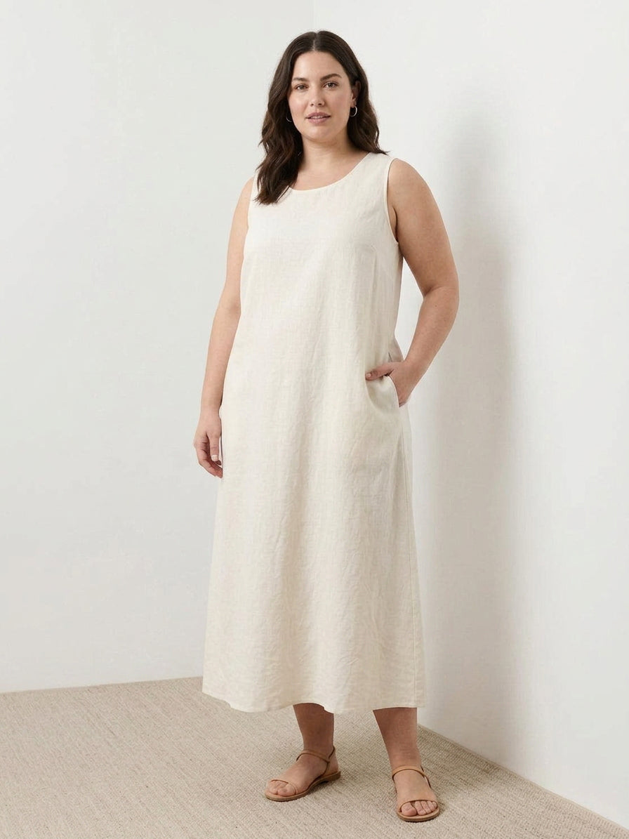 Marlow - Robe sans manches en coton et lin