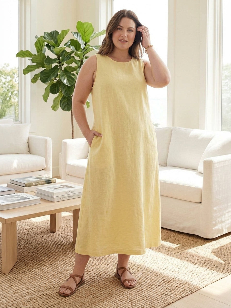 Marlow - Robe sans manches en coton et lin