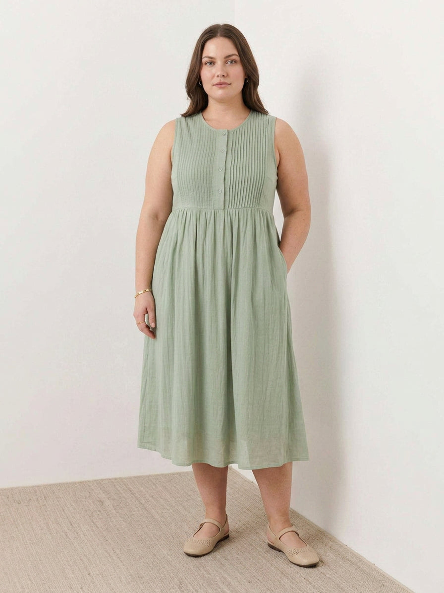 Olwen - Robe Midi en Coton et Lin
