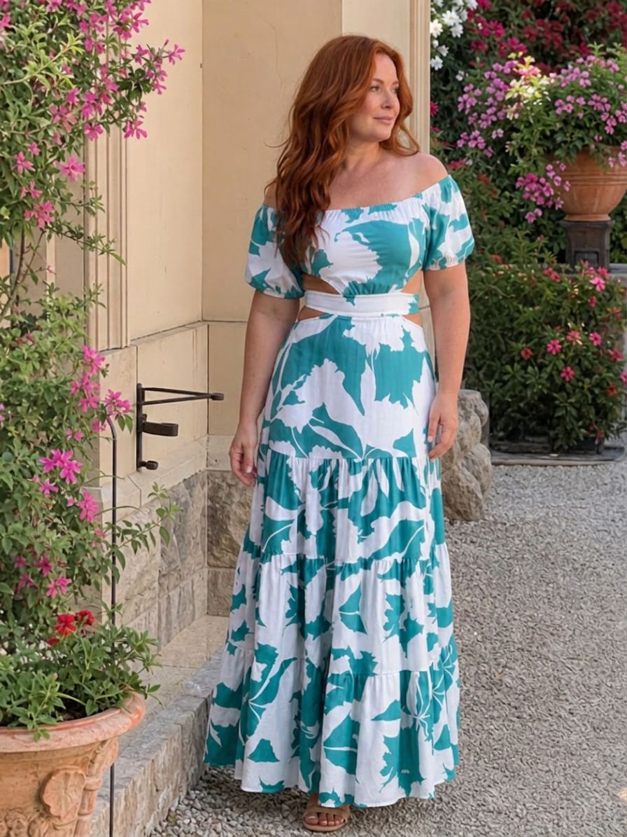 Cassia | Robe Maxi Découpée Épaules Dénudées