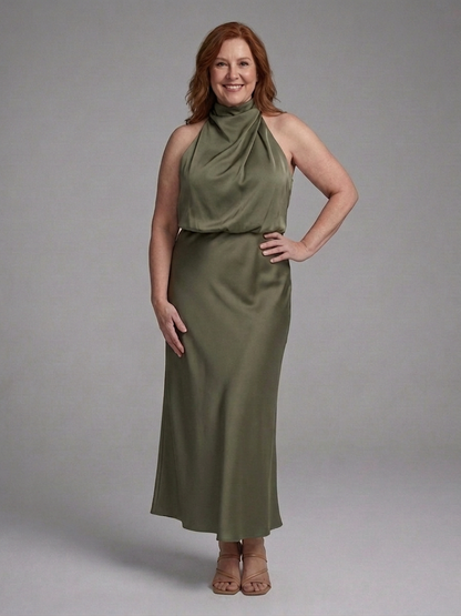 Eilwen | Robe Midi avec Décolleté Halter