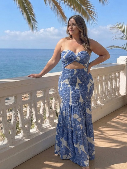 Edith | Ensemble de Robe Maxi Imprimée Sans Manches