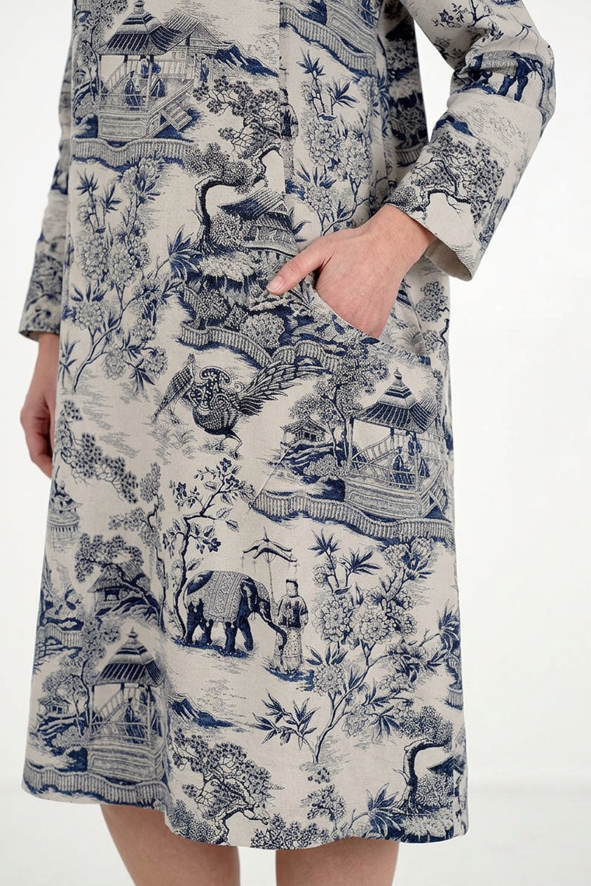 Odette - Robe Imprimée en Porcelaine