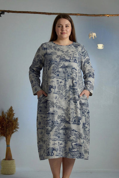 Odette - Robe Imprimée en Porcelaine