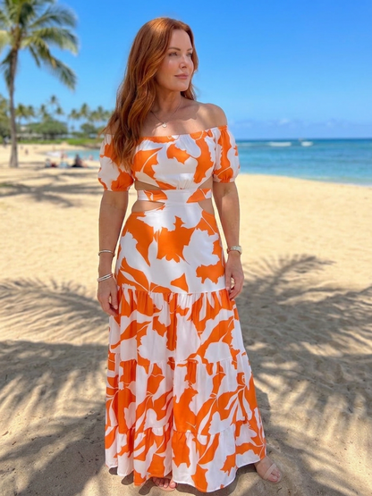 Cassia | Robe Maxi Découpée Épaules Dénudées