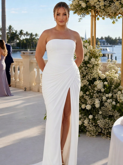 Keiko | Robe Maxi Sans Bretelles à Fente Latérale Haute