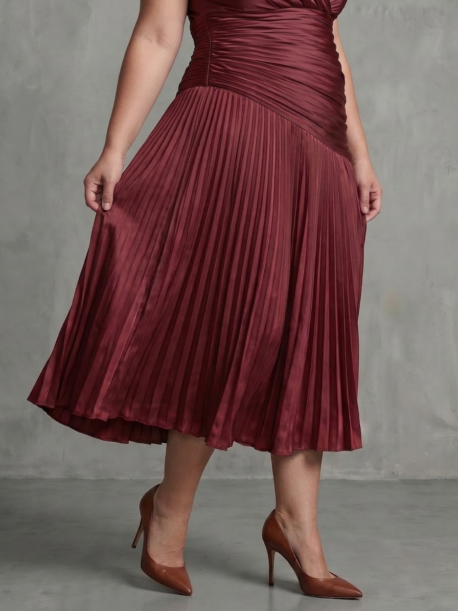 Vita | Robe Midi à Taille Plissée à Rayures