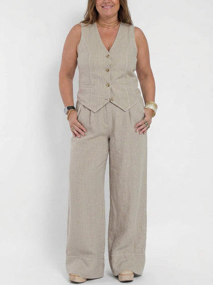 Seraphina – Ensemble Coordonné Élégant Deux Pièces Avec Gilet & Pantalon Large