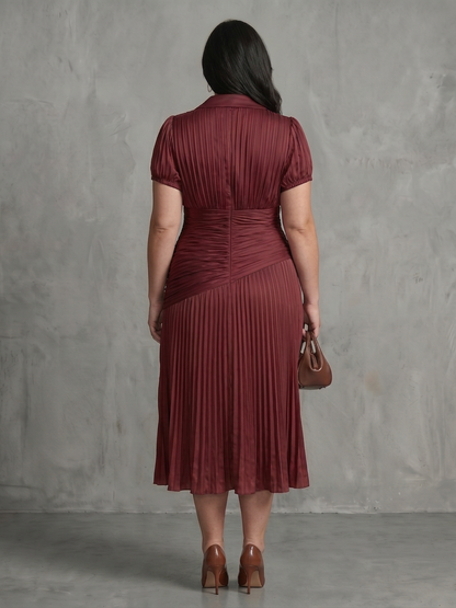 Vita | Robe Midi à Taille Plissée à Rayures