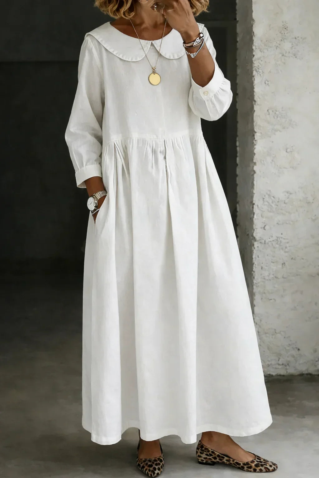 Zora | Robe en Jean à Col Rond et Manches Longues