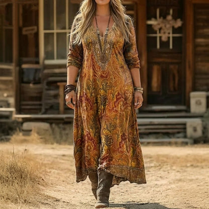 Tabitha | Robe décontractée à manches longues inspirée du vintage