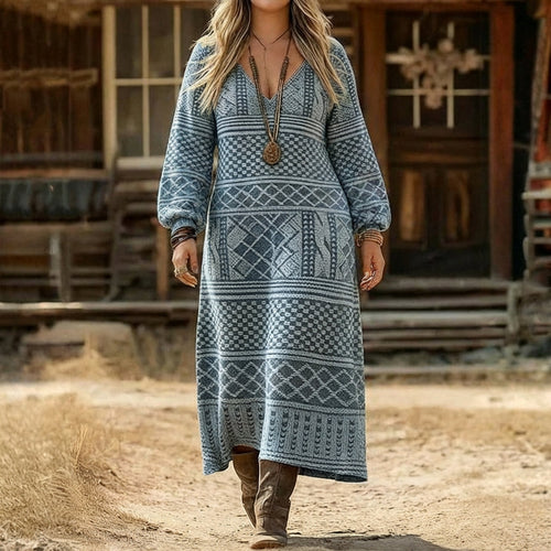 Nell | Robe décontractée à manches longues inspirée du vintage