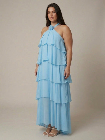 Robe Maxi à Volants Fleurie