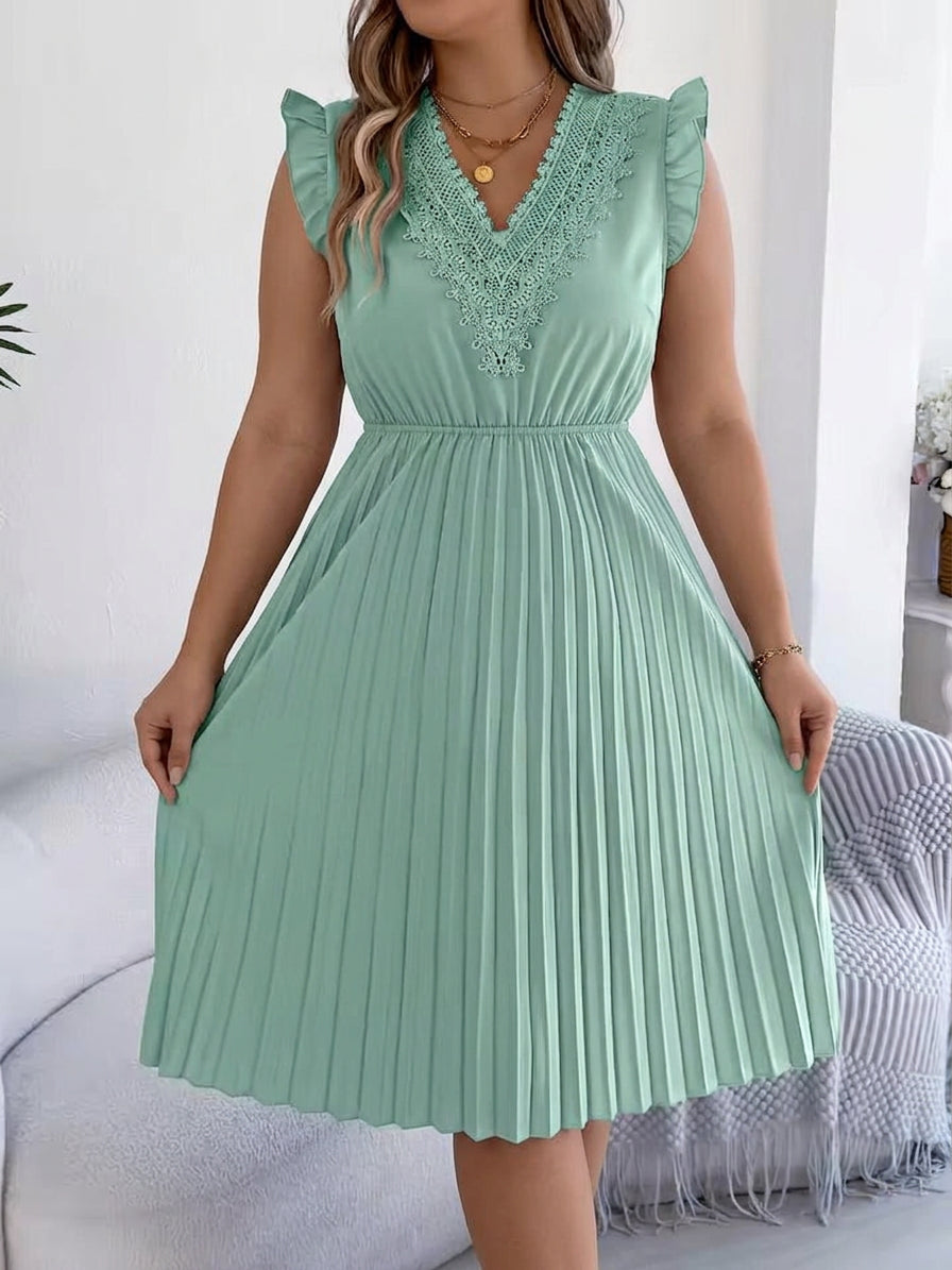 Briony – Robe Maxi Décontractée à Col V avec Détails en Dentelle