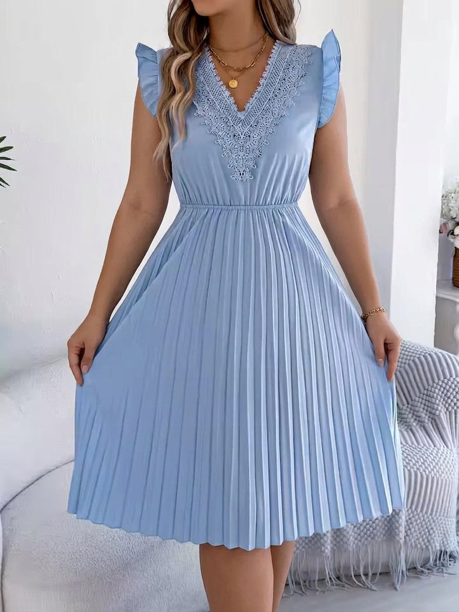 Briony – Robe Maxi Décontractée à Col V avec Détails en Dentelle