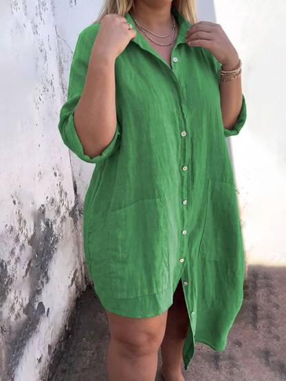 Nessa | Robe Midi Chemise en Lin pour Femme