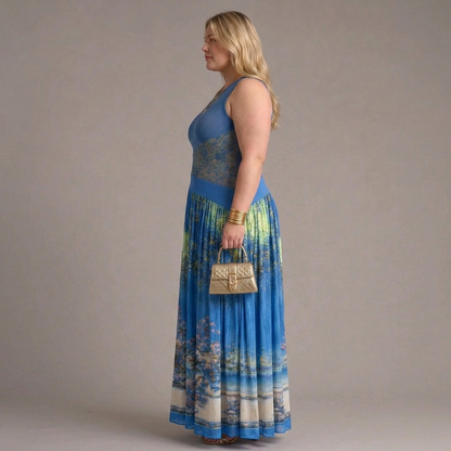 Selma | Robe sans manches avec corsage imprimé et jupe maxi fluide