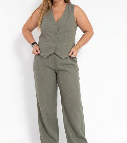 Seraphina – Ensemble Coordonné Élégant Deux Pièces Avec Gilet & Pantalon Large